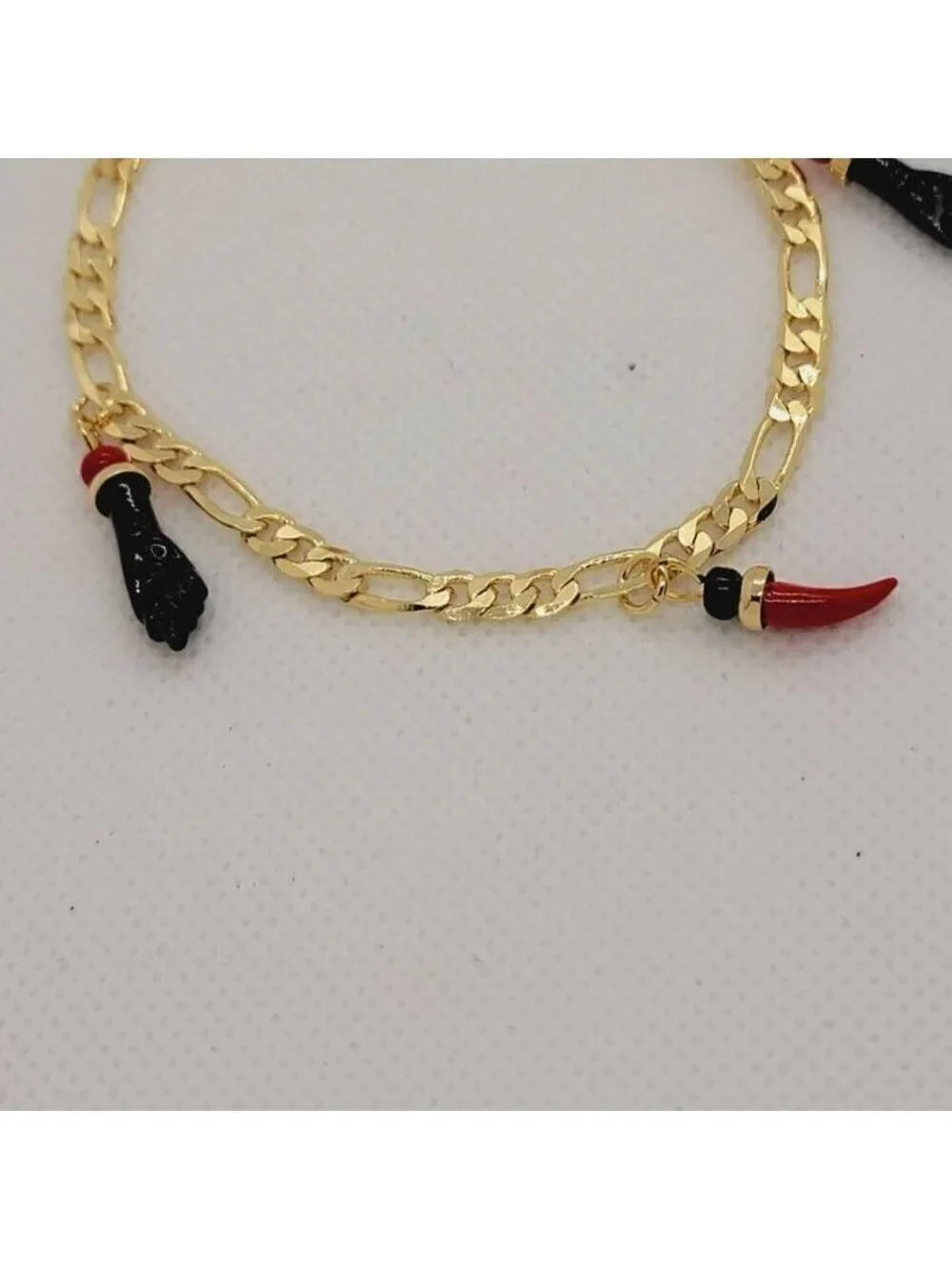 Brand New Brazilian 18k Gold Filled Figa Hand and Pepper Bracelet